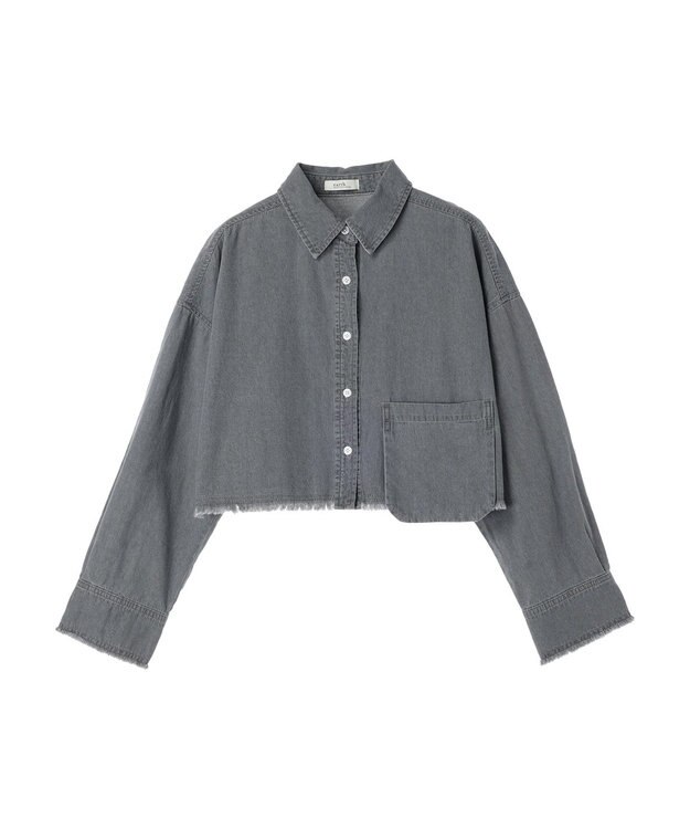 earth music&ecology クロップドポケットポイントシャツ Gray