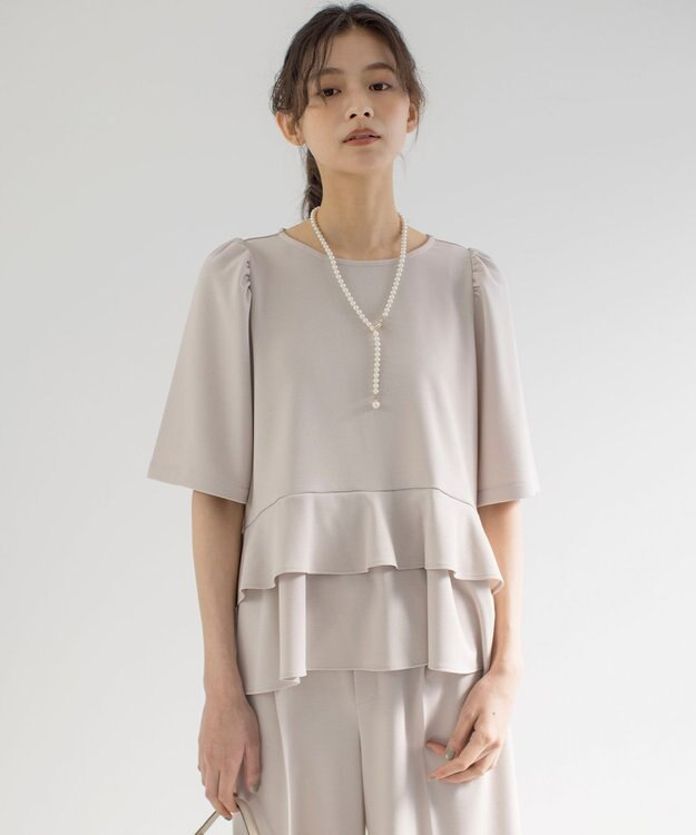 組曲 S ご好評につき追加生産【WEB限定】ジョーゼットジャージーティアード ブラウス ベージュ系