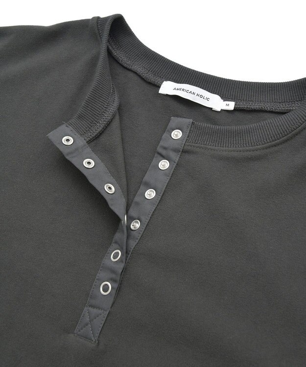 AMERICAN HOLIC ソフトタッチヘンリーネックプルオーバー Charcoal Gray