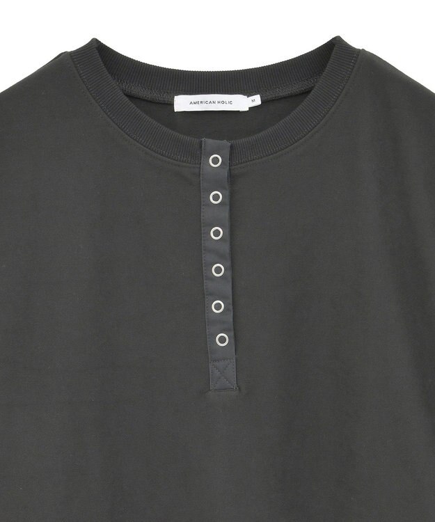 AMERICAN HOLIC ソフトタッチヘンリーネックプルオーバー Charcoal Gray