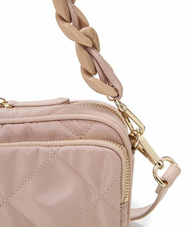TOPKAPI 【TREASURE TOPKAPI】キルティング アクリルチェーン付 ショルダー バッグ ペールベージュ