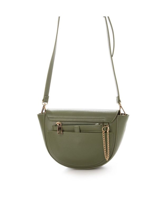 UNBILLION cachecache 財布ポーチ付きハーフムーンショルダーバッグ カーキ