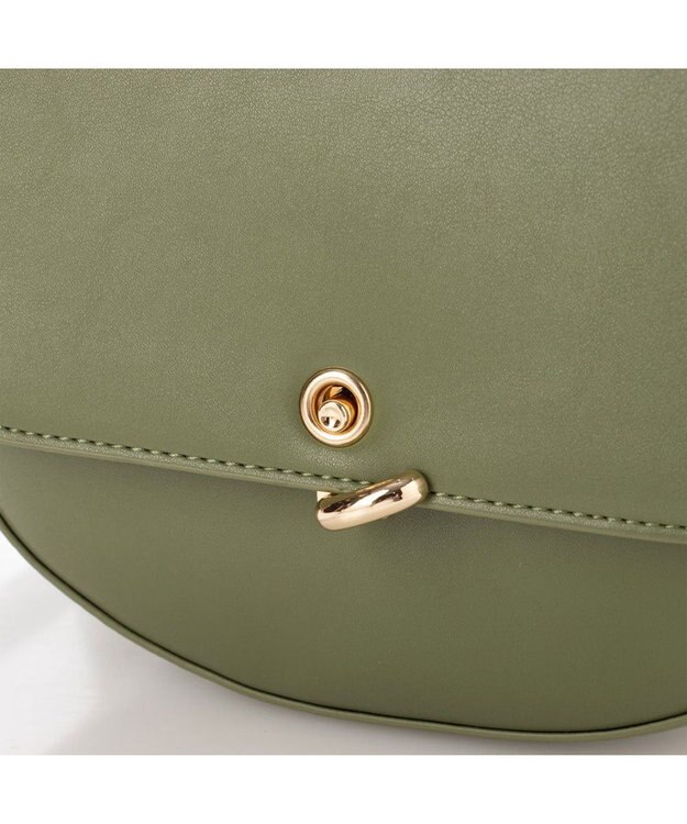 UNBILLION cachecache 財布ポーチ付きハーフムーンショルダーバッグ カーキ