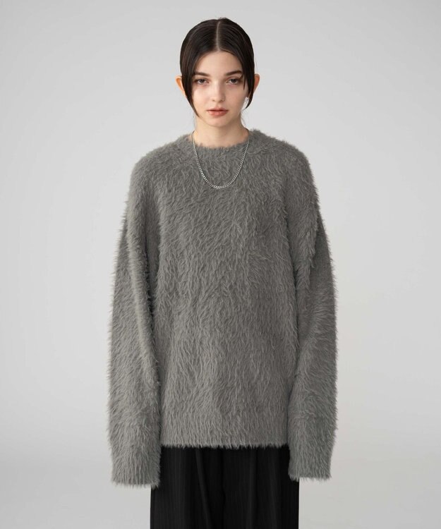 WEGO 【2025秋冬新作/ユニセックス着用ITEM/MLサイズ展開】フェザーニットプルオーバー グレー