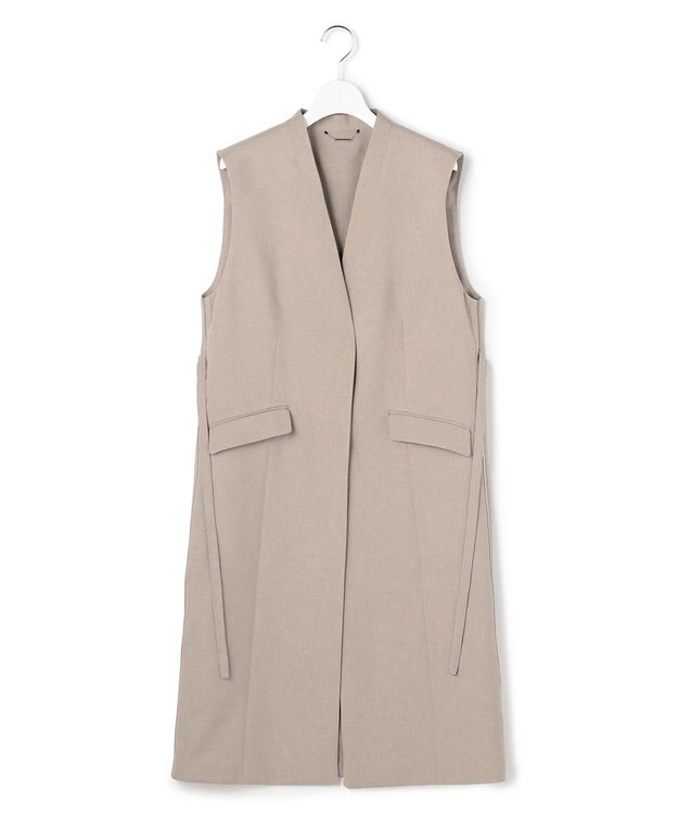 ICB L 【WEB＆一部店舗限定】 SerikaWorsted ノーカラーロングジレ ベージュカーキ