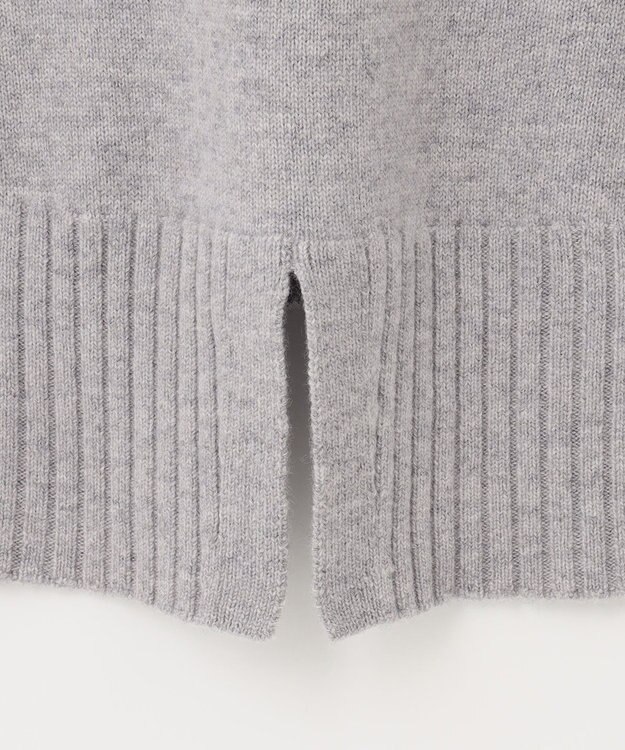 自由区 【洗える】ウールカシミヤブレンド オフネックプルオーバーニット ライトグレー系