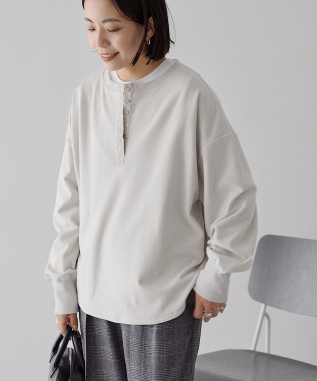 AMERICAN HOLIC ソフトタッチヘンリーネックプルオーバー Gray