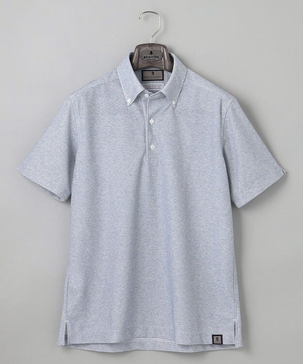 GOTAIRIKU 麻混・襟しっかり【洗える/通気性】ノルマンディーリネン ボタンダウンポロシャツ(25年モデル) サックスブルー系