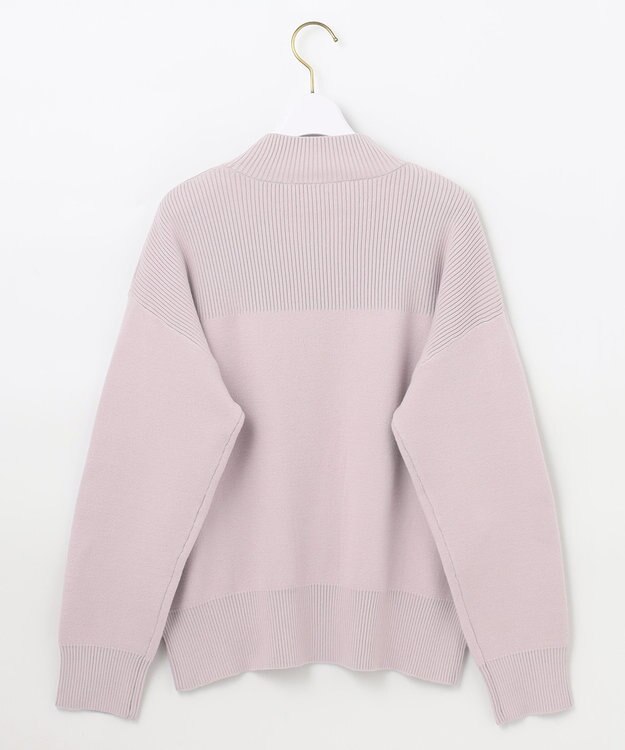 ANY SIS 【洗える】リブコンビボタン ニット ローズグレー