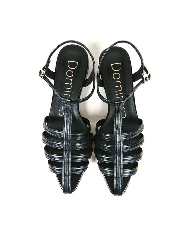 Dominic3 バイカラー Tストラップサンダル ブラック