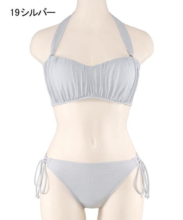 San-ai Resort（三愛水着楽園） 軽い着け心地でしっかり盛れる【楽盛り水着】　ラメギャザーワイヤー水着　9M　【San-ai Resort（サンアイリゾート）】 シルバー