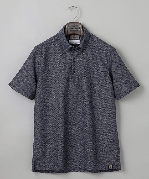 GOTAIRIKU 麻混・襟しっかり【洗える/通気性】ノルマンディーリネン ボタンダウンポロシャツ(25年モデル) ネイビー系