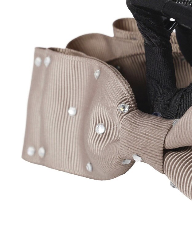 Maison de FLEUR ビジューグログランリボンバンスクリップ Brown