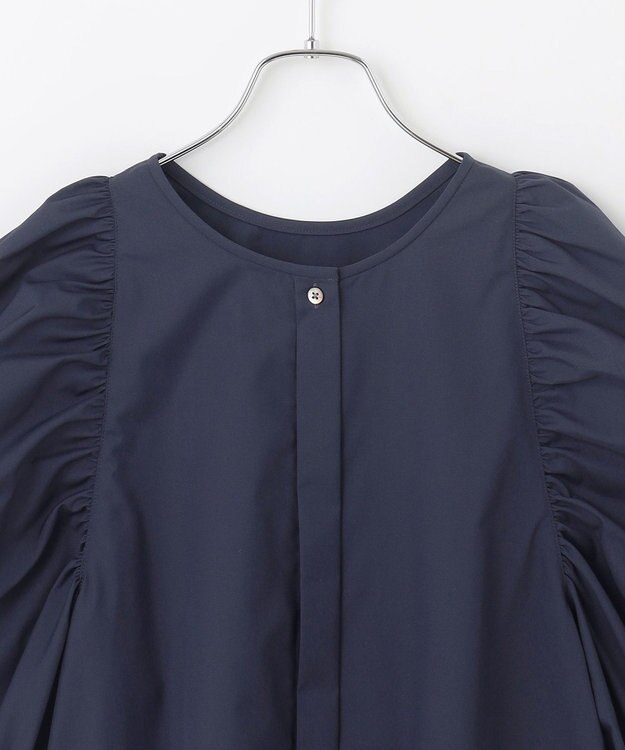 #Newans 【アイロンいらず】ジュリエットスリーブブラウス ネイビー