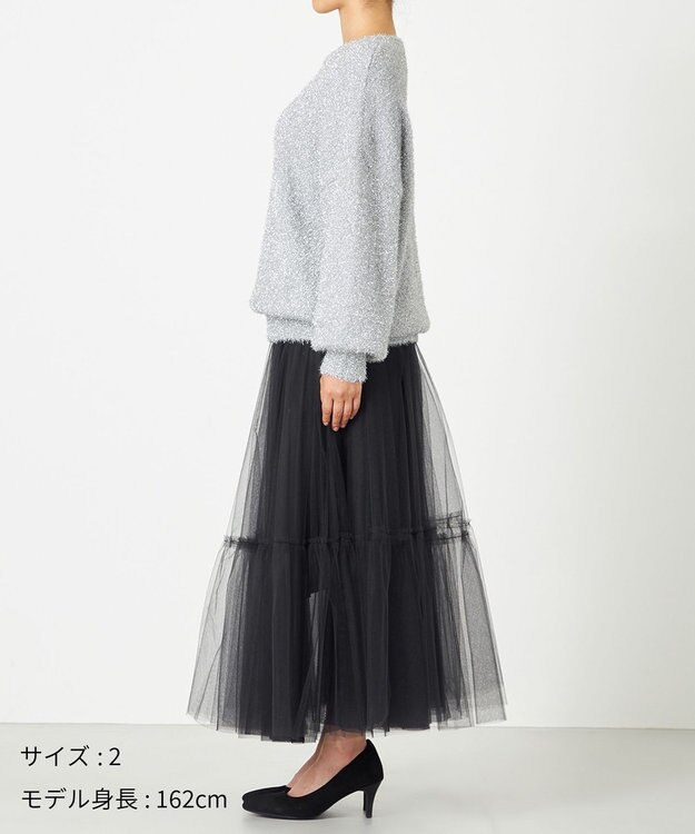 NAVE 【Nave・洗える】ラメニット プルオーバー シルバー系