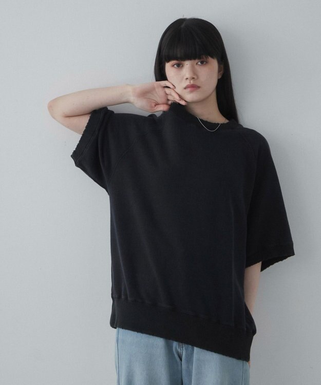 WEGO 【ユニセックス着用ITEM】ハーフスリーブスウェット ブラック