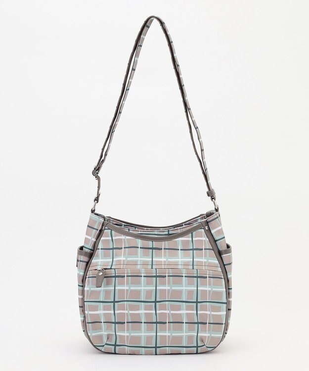 Y'SACCS ドローイングチェックショルダーバッグ グレージュ