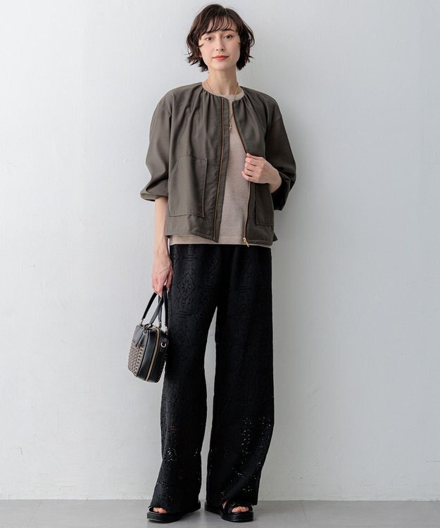 23区 L 【先行予約】シャイニーシアー ノースリーブ ニット ベージュ系