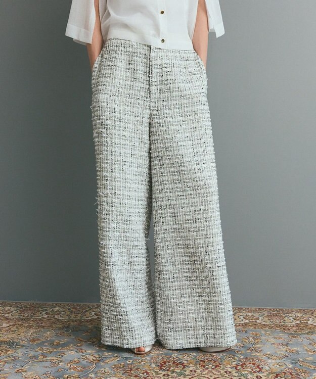 GRACE CONTINENTAL ツイードイージーパンツ ホワイト