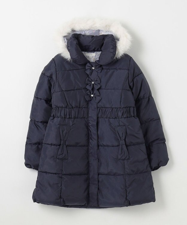 ANY KIDS 【洗濯機OK】中綿Aラインロングコート ネイビー