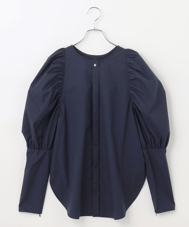#Newans 【アイロンいらず】ジュリエットスリーブブラウス ネイビー