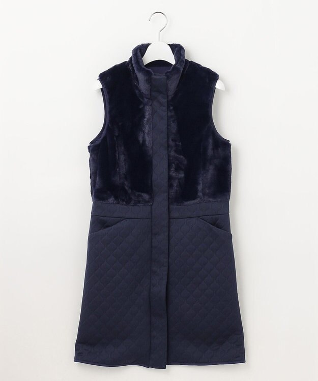 23区GOLF 【WOMEN】フェイクファー×キルト ワンピース 1枚で暖かい寒い日の防寒アイテムに◎ ネイビー系