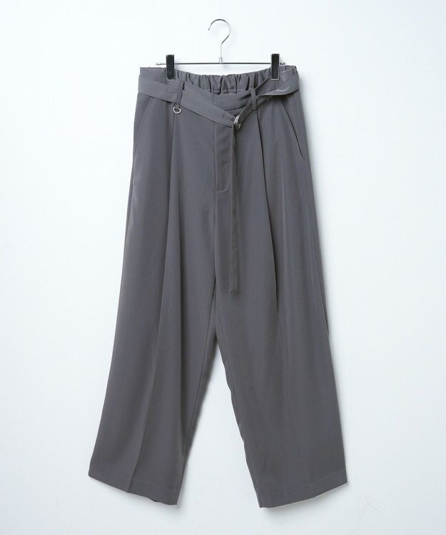 WEGO トロミ　ベルト付きワイドスラックス ダークグレー