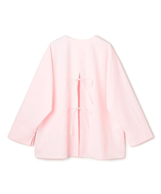 UNFILO L 【WEB限定カラー】バックリボン イージーケアシャツ ピンク