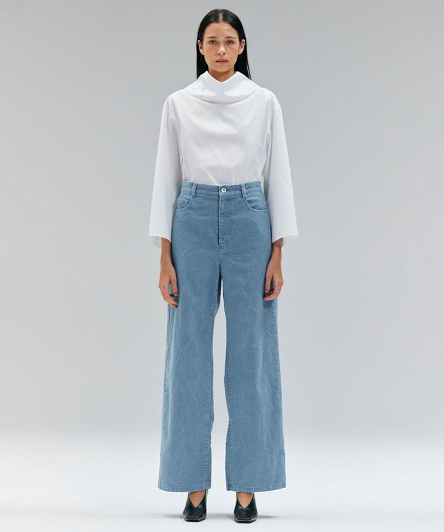 BEIGE， 【洗える】PERRY / コットンロールカラープルオーバーブラウス White