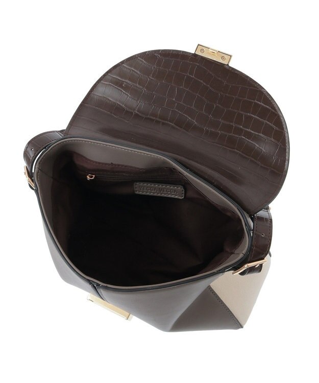 YECCA VECCA 配色メタルポイントバッグ Brown