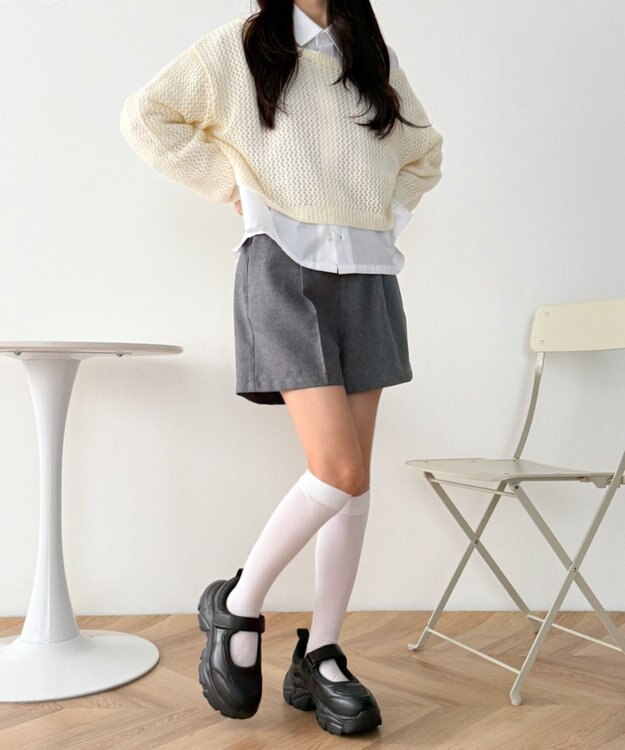 WEGO 厚底ベロクロストラップシューズ ブラック