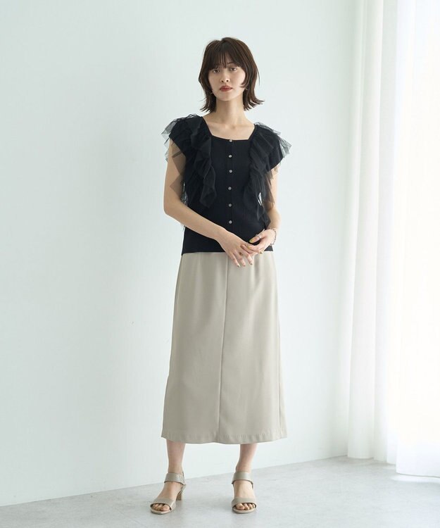 YECCA VECCA ポケットデザインナロースカート Light Beige