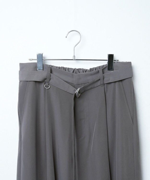 WEGO トロミ　ベルト付きワイドスラックス ダークグレー