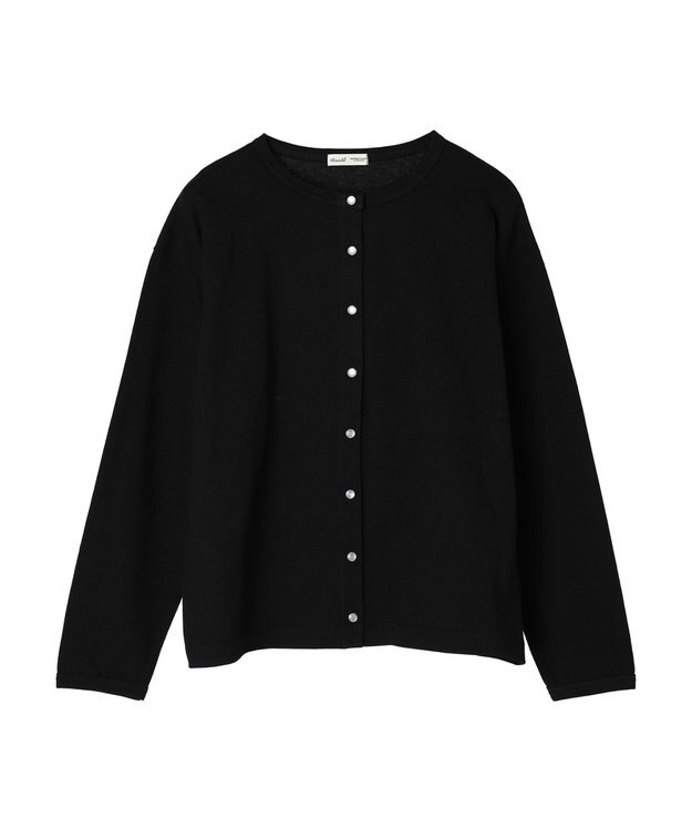 CRAFT STANDARD BOUTIQUE ウ゛ィンテージ風天竺　パール釦クルーカーデＬ／Ｓ Black