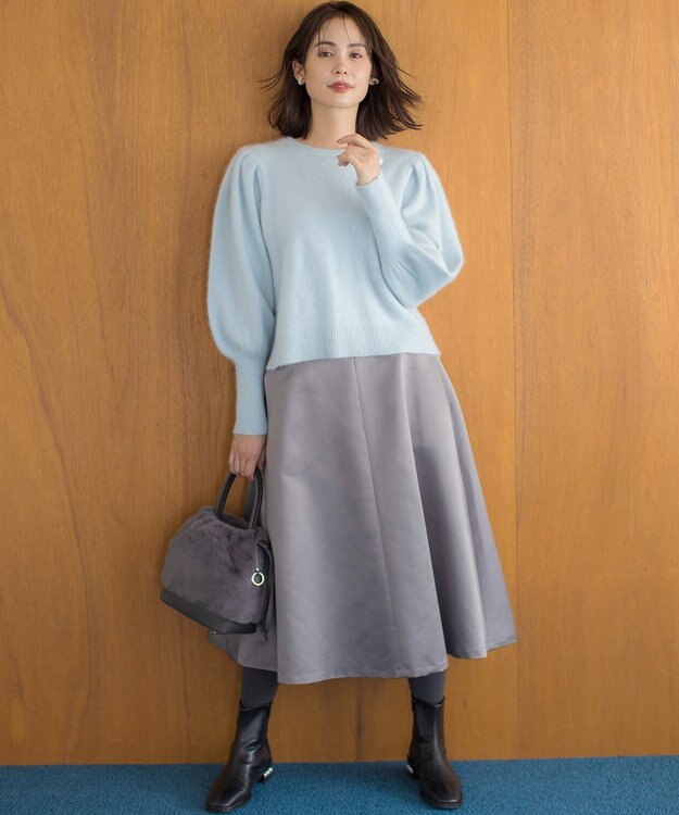 組曲 L マットサテンノーブルスカート スレートグレー系