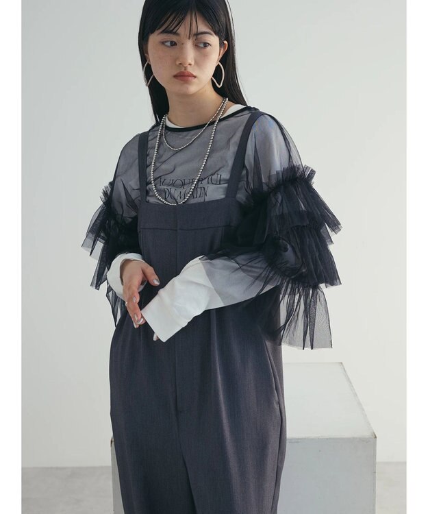 Green Parks armonia. ハイライズドサロペットパンツ Charcoal Gray