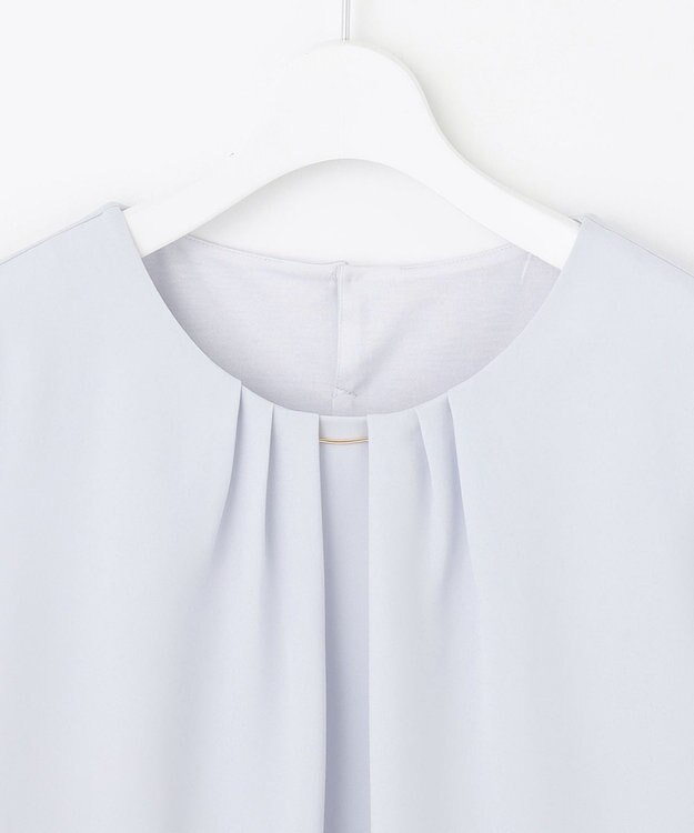 J.PRESS LADIES S ポリエステルツイル タックネック カットソー サックスブルー系