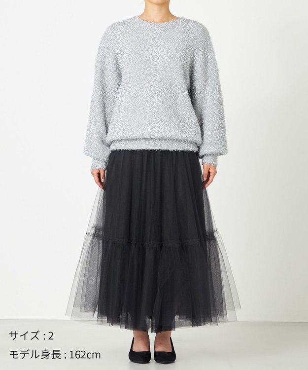 NAVE 【Nave・洗える】ラメニット プルオーバー シルバー系