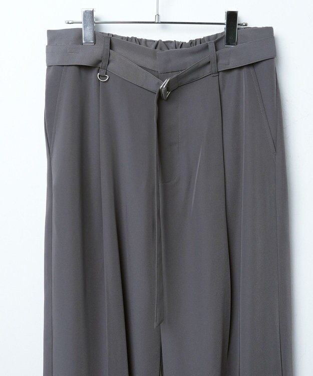 WEGO トロミ　ベルト付きワイドスラックス ダークグレー