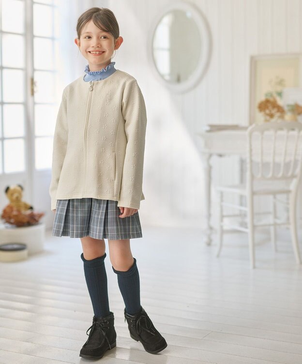 組曲 KIDS 【110-140㎝】グレンチェック キュロット サックスブルー