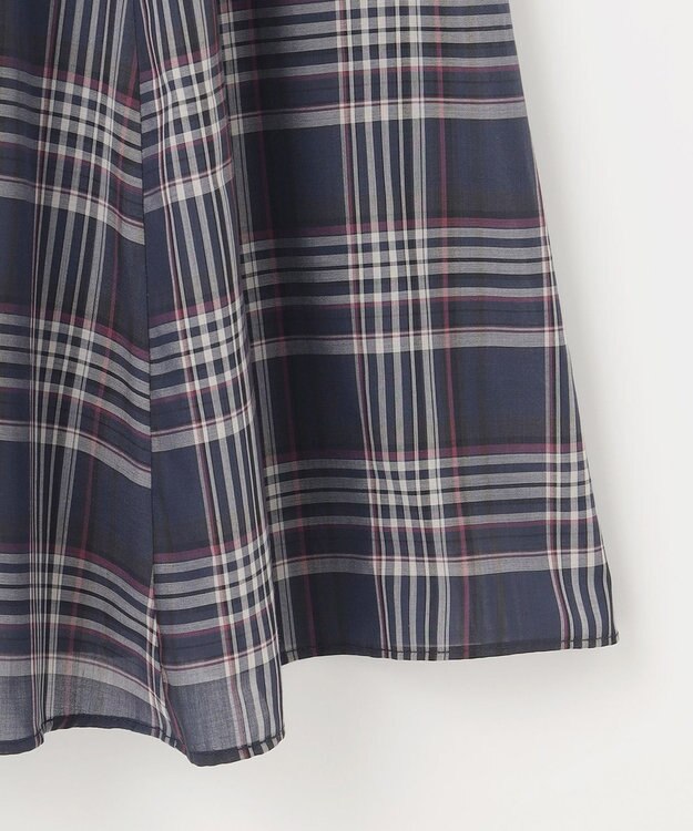 ANY SIS 【洗える】シアーチェック ワンピース ネイビー系