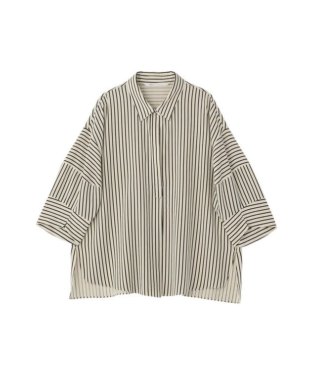YECCA VECCA バルーン袖スキッパーシャツ Stripe