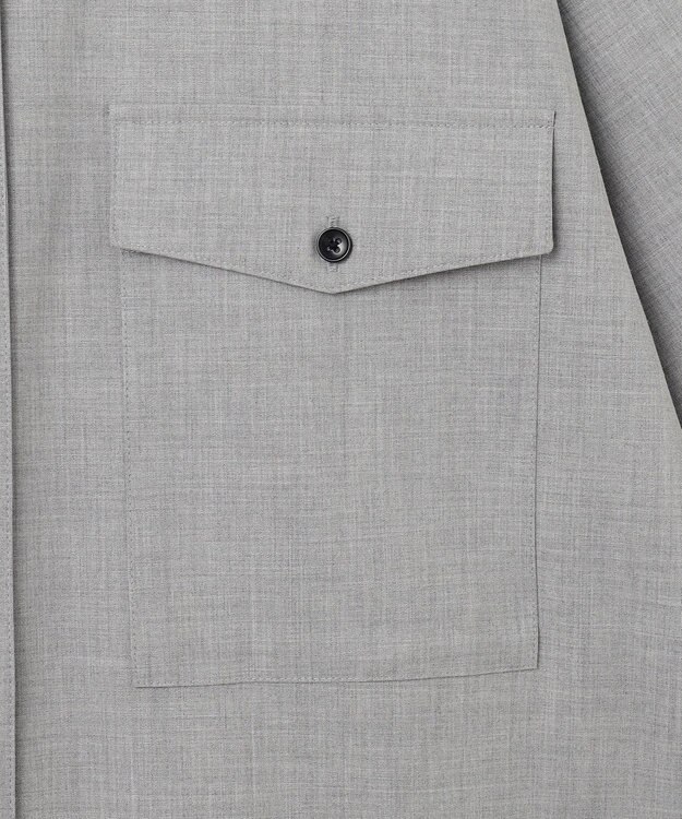 UNFILO ウールライク バンドカラーシャツ トップグレー