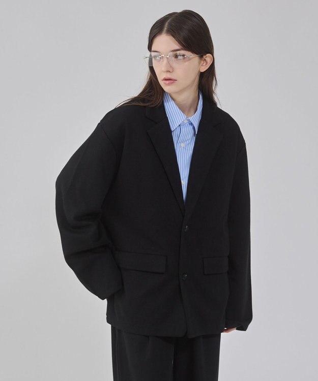 WEGO 【ユニセックス着用ITEM/MLサイズ展開】ボンディングスウェットテーラードジャケット ブラック