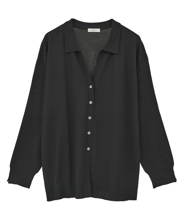 earth music&ecology 袖口スリットスキッパーカーディガン Black