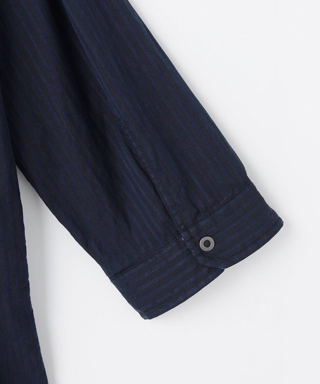 JOSEPH ABBOUD 【キングサイズ・2WAY】リバーシブルストライプ 七分袖 シャツ ネイビー系1
