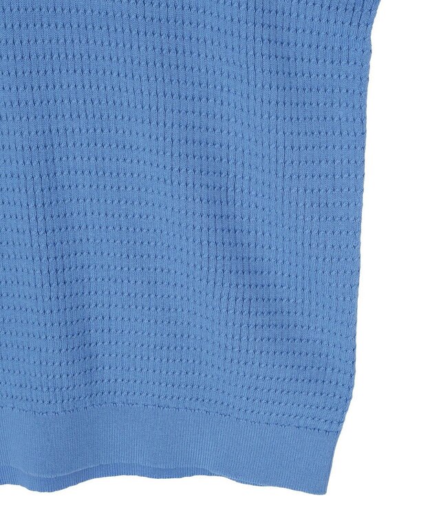 CRAFT STANDARD BOUTIQUE 透かし編み半袖ニットポロシャツ Blue