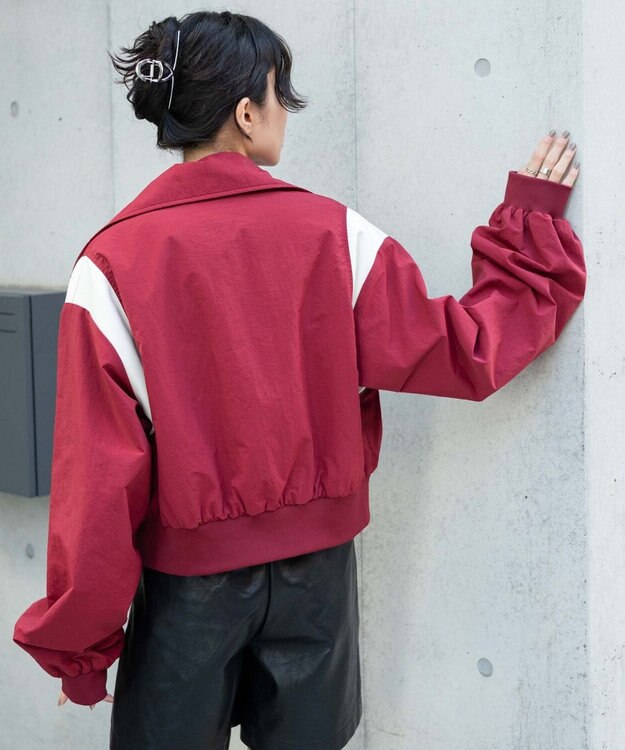 WEGO ナイロン切替ショートスタジャン ワイン