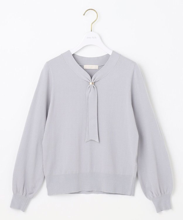 ANY SIS 【洗える】ボウタイ ニット アイスブルー