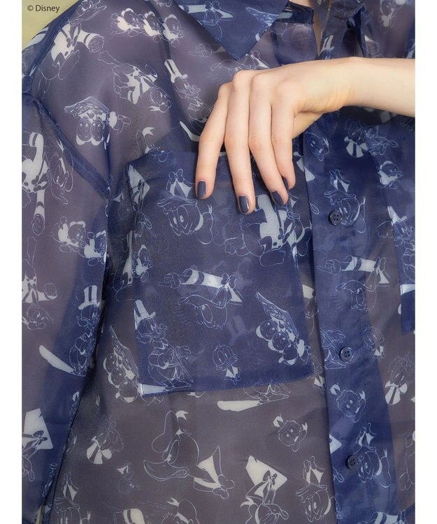 AMERICAN HOLIC 総柄シアーショート丈シャツ／Ｄｉｓｎｅｙ Navy